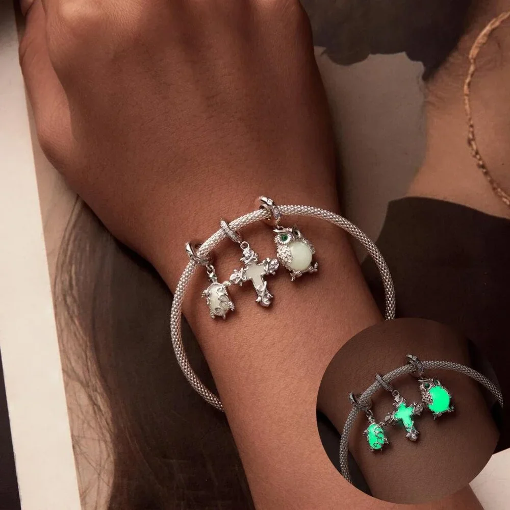 925 Sterling Silver Rainbow Owl Turtle Seashell Firefly Cat Animal Beach Charms - Picture 3 of 7